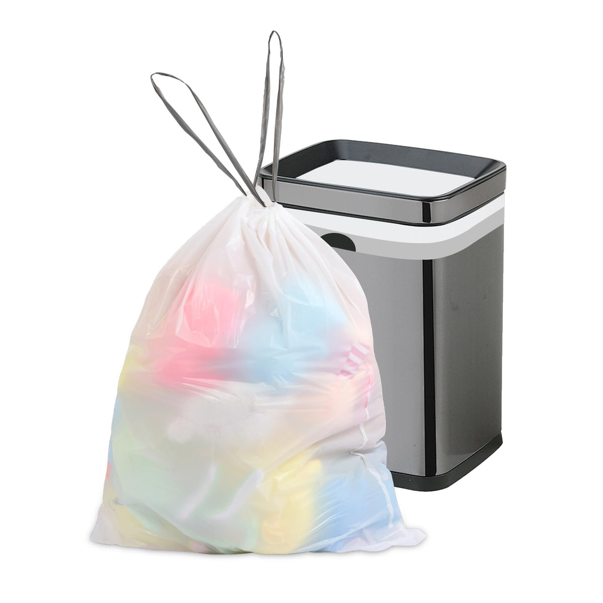 10 Gallon White 1 Mil Drawstring Trash Bags 75 Count X33858