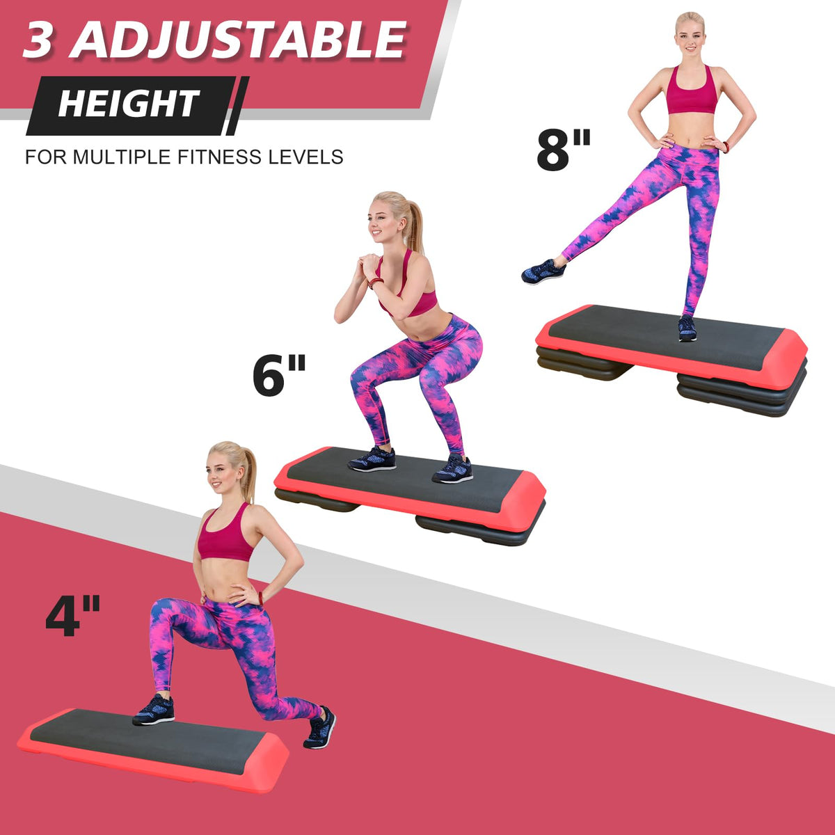 43'' Adjustable Aerobic Exercise Step Platform with 4 Stackable Risers K202420