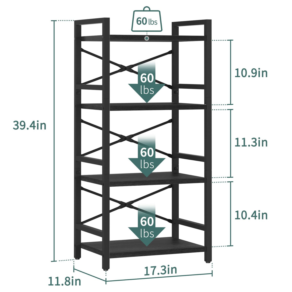 4 Tier Metal Wood Bookshelf G987847