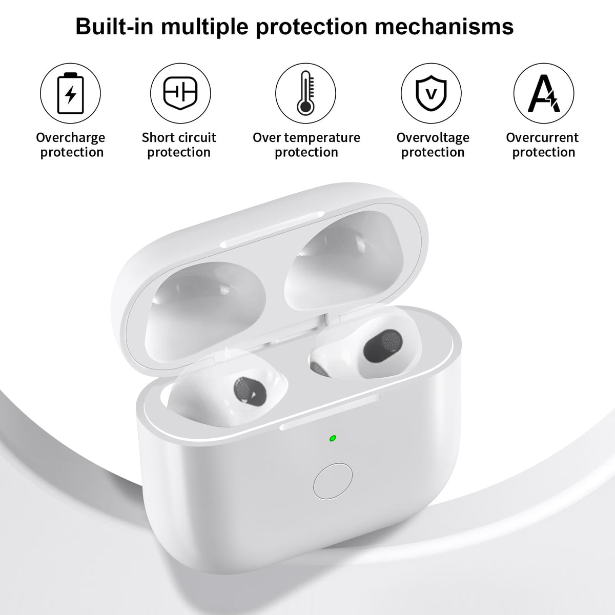 Wireless Charging Case Replacement with Bluetooth Pairing Sync Button V8073