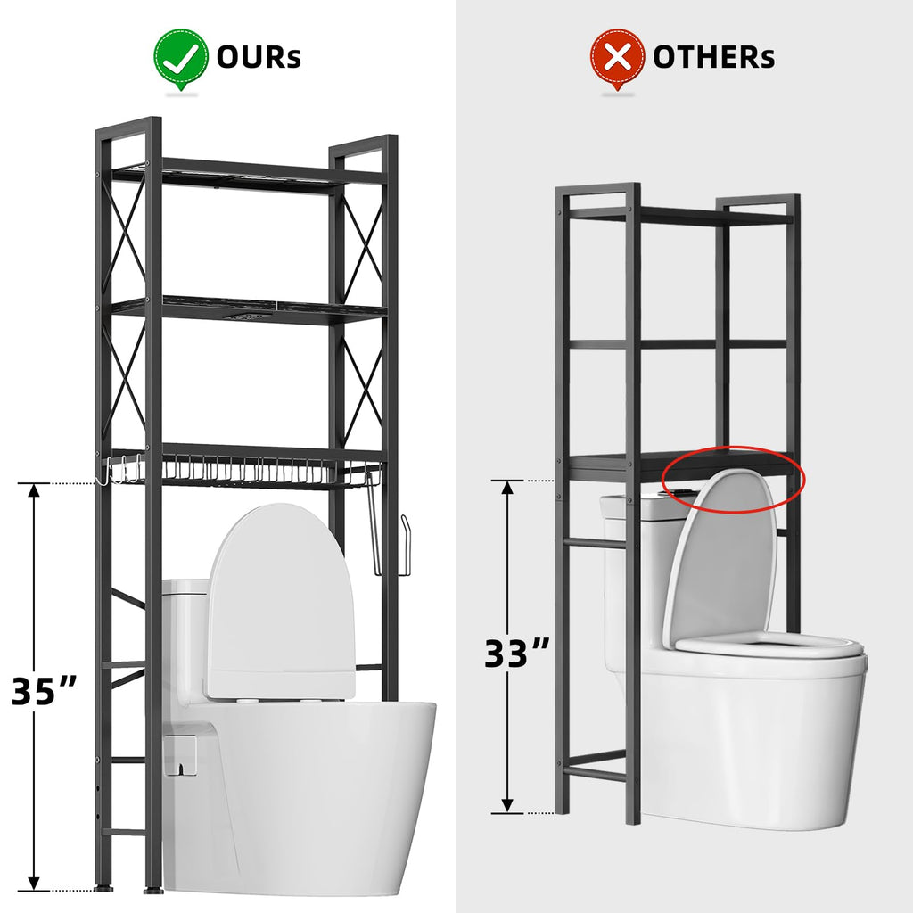 3-Tier Over The Toilet Storage Rack with Drain Basket P9310