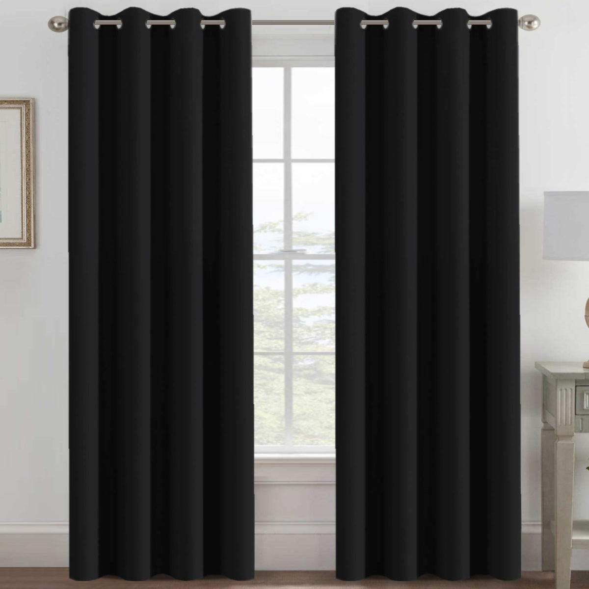 100% Blackout Thermal Insulated 96 inch Grommet Curtains U5550