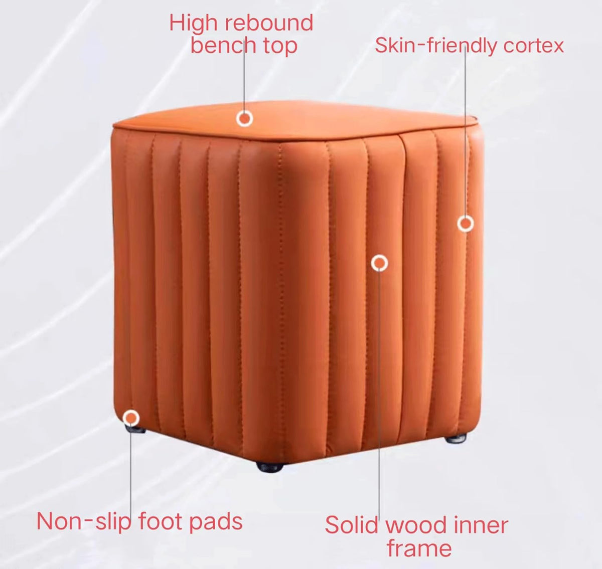 Blue Leather Ottoman K75239