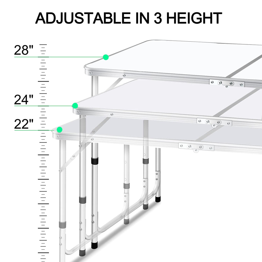 4 FT Aluminum Height Adjustable Folding Camping Table B13629