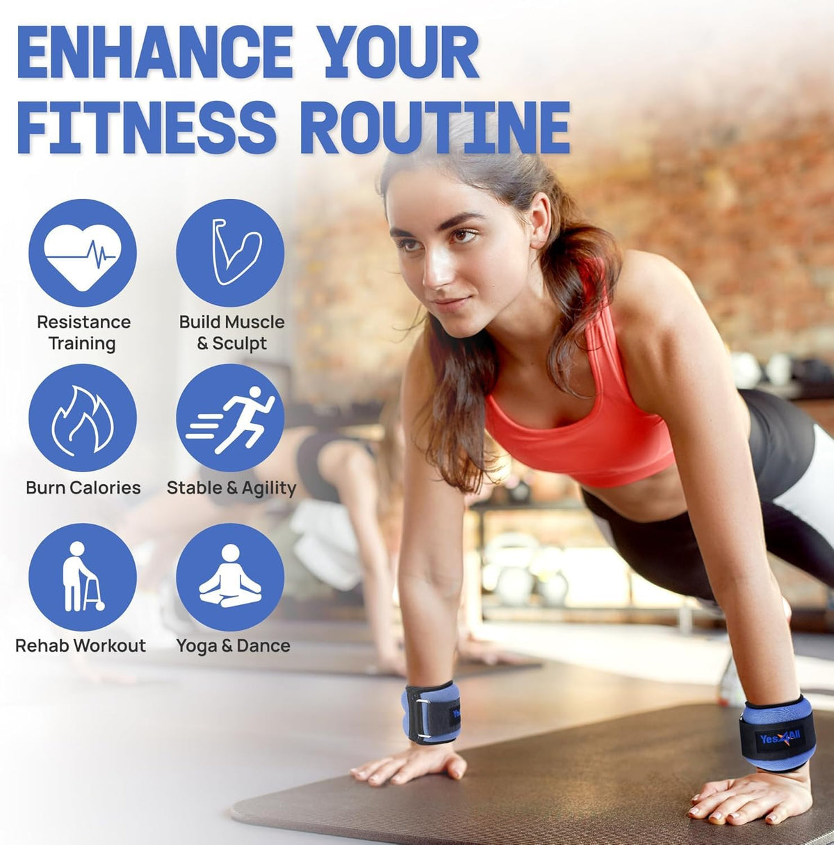 Adjustable Strap Wrist & Ankle Weights Pair S28597