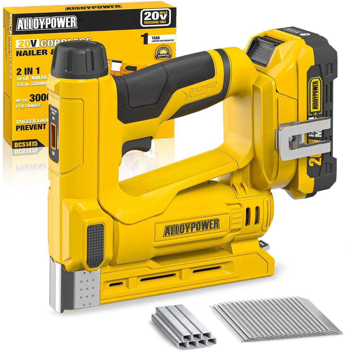 3/8'' Crown 18 Gauge 2 in 1 Cordless Brad Nailer/Electric Stapler with Battery & Charger V469