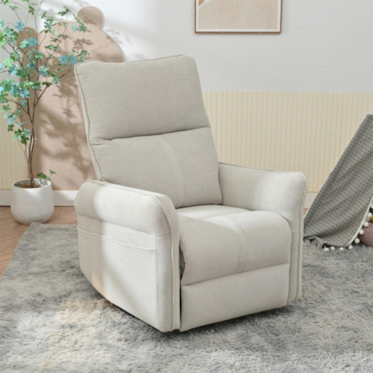 Blue-Gray Snowflake Velvet Swivel Rocker Recliner Z713