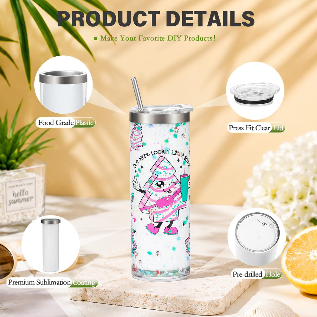 20 Oz Sublimation Snow Globe Tumbler Cup, 6 Pack C595589
