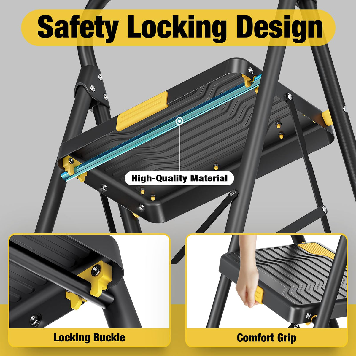 4 Step Ladder Black T185