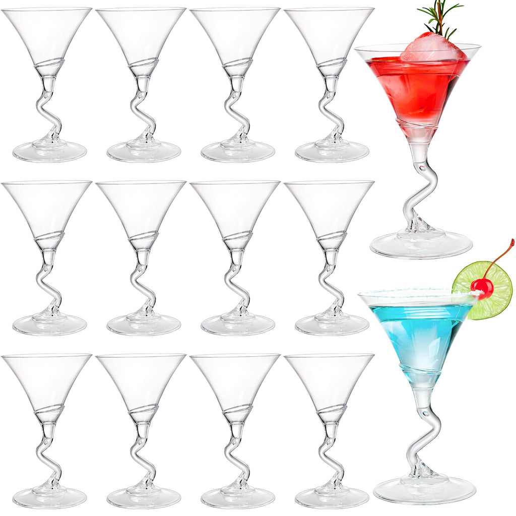 18 Pack 5 Oz Plastic Martini Glasses with Twisted Stem S405