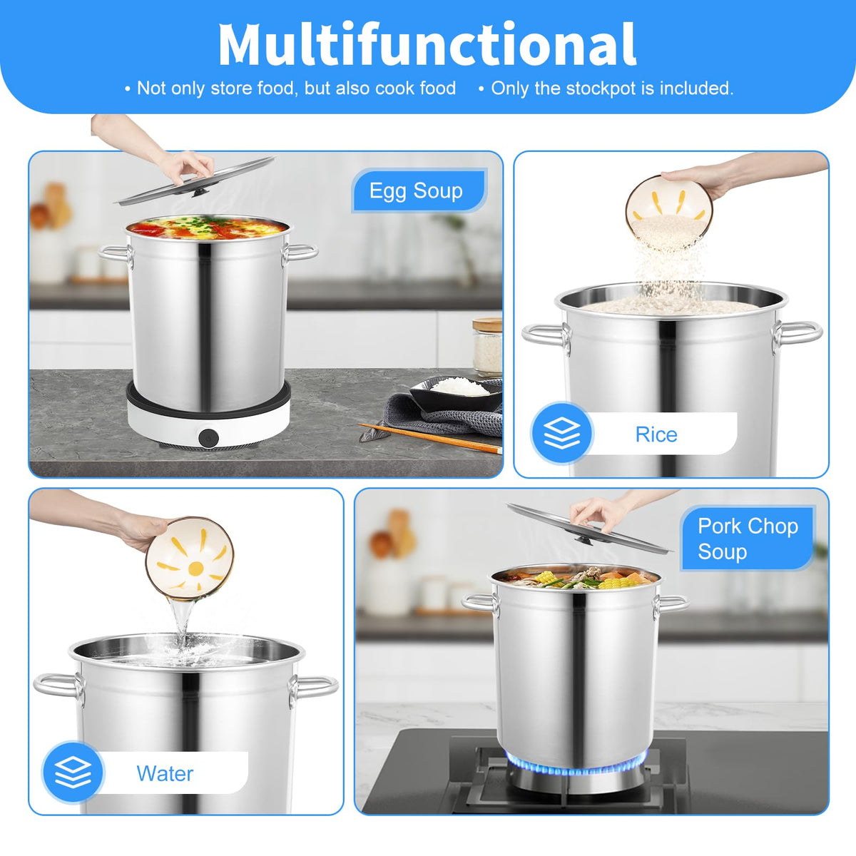 30 QT Stainless Steel Stock Pot with Lid U398