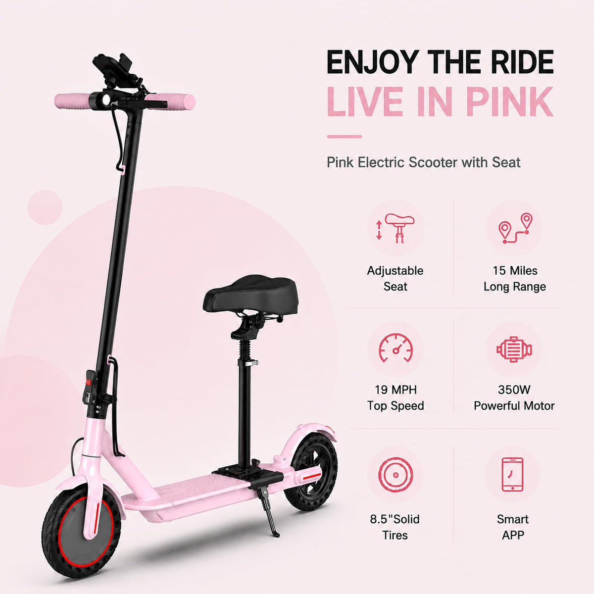 350W/500W Electric Scooter with Seat, Dual Suspension P995