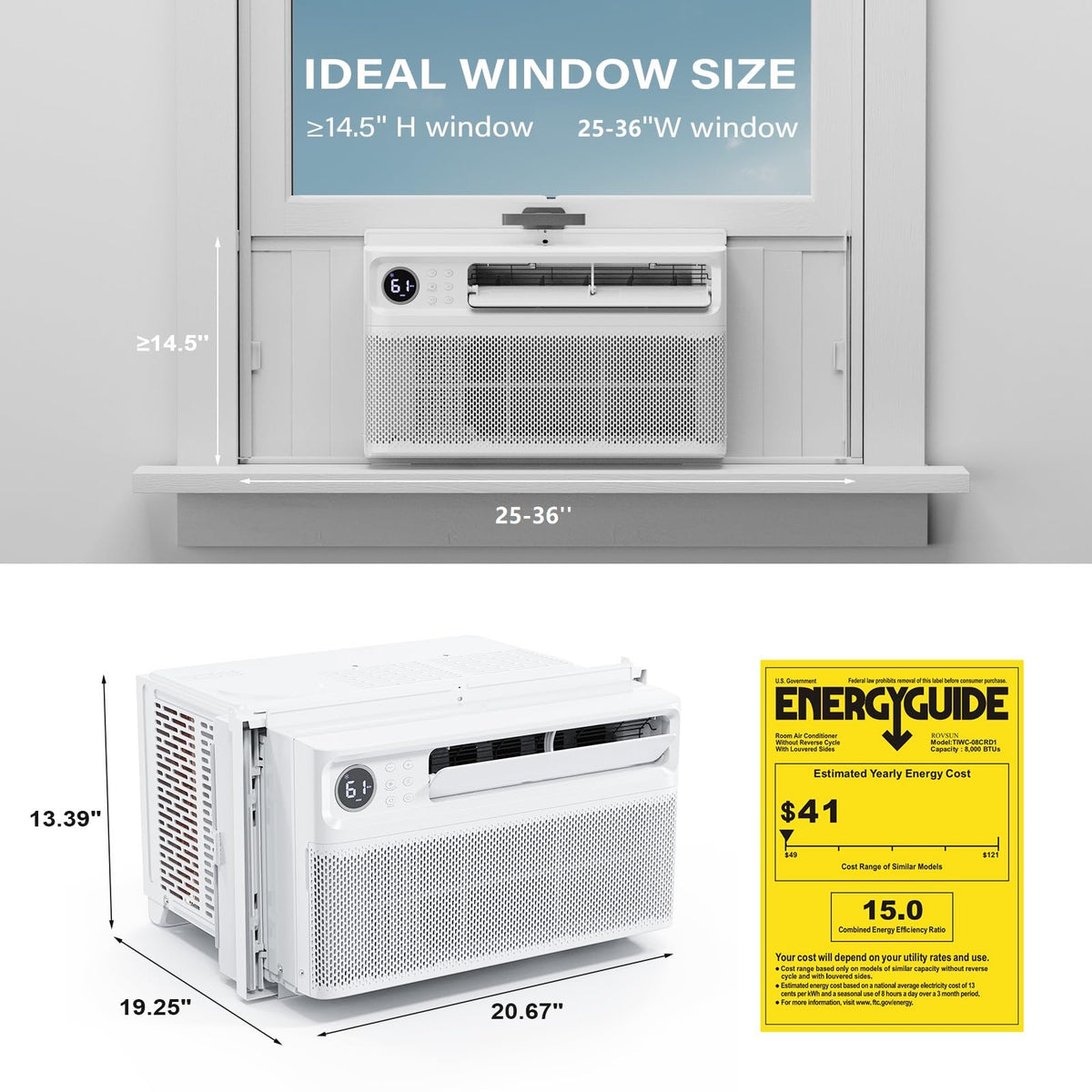 8000 BTU Window Air Conditioner with Inverter Compressor R74311