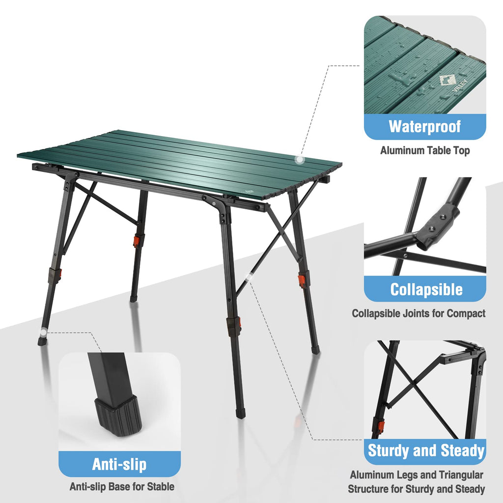 Portable Aluminum Camping Table with Adjustable Legs E848608