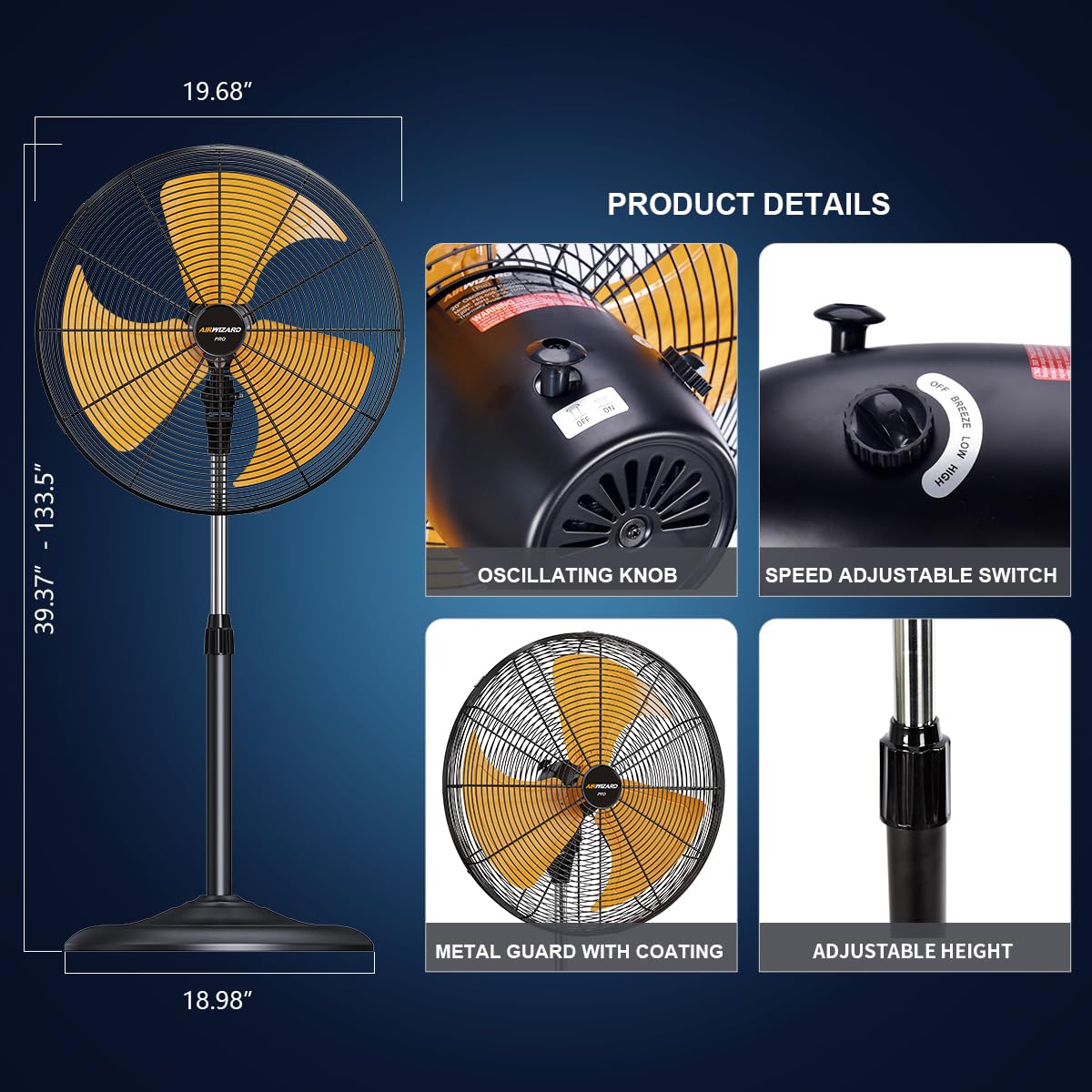 18 inch Oscillating High Velocity Pedestal Fan C17414