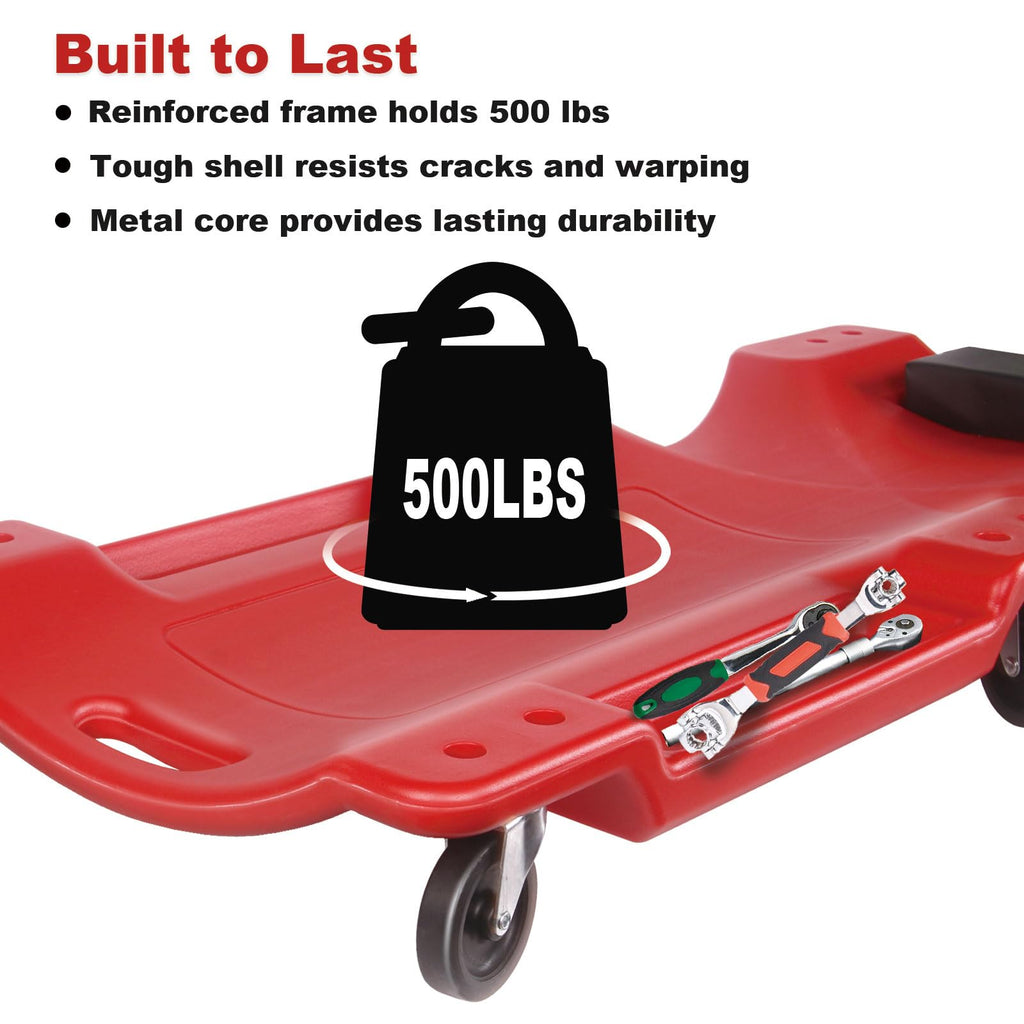 40 Inch Heavy Duty 500 lbs Rolling Car Creeper with Padded Headrest A837790