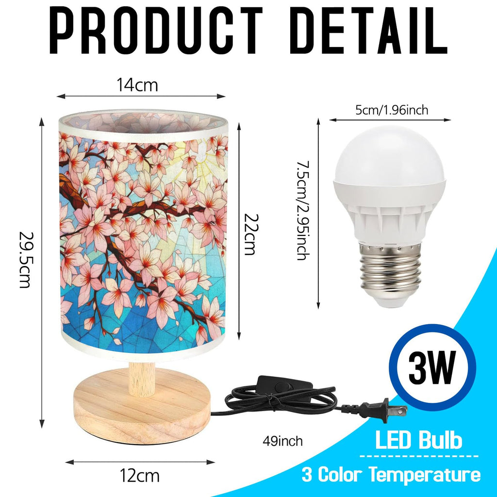 Cherry Blossom Table Lamp LED 3-Color Wood Base X35824