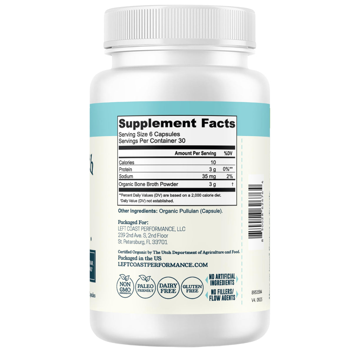 Bone Broth Capsules with Collagen, 180 Capsules D8409
