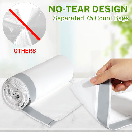 10 Gallon White 1 Mil Drawstring Trash Bags 75 Count X33858