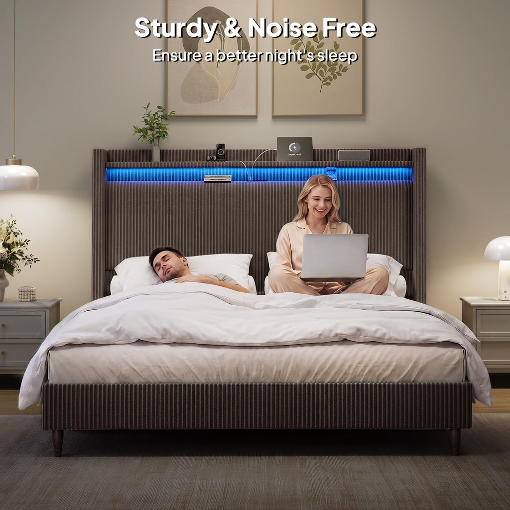 Queen Size Corduroy Upholstered Bed Frame C430