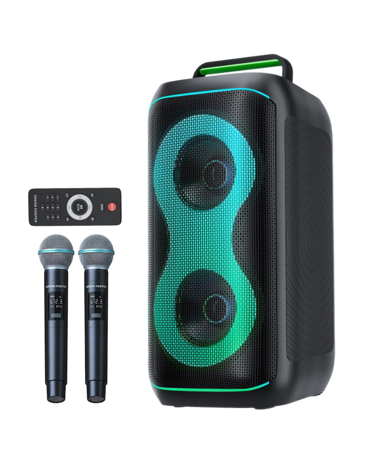 500W Karaoke Machine with 2 Wireless Microphones and Dual 6.5'' Subwoofers N917