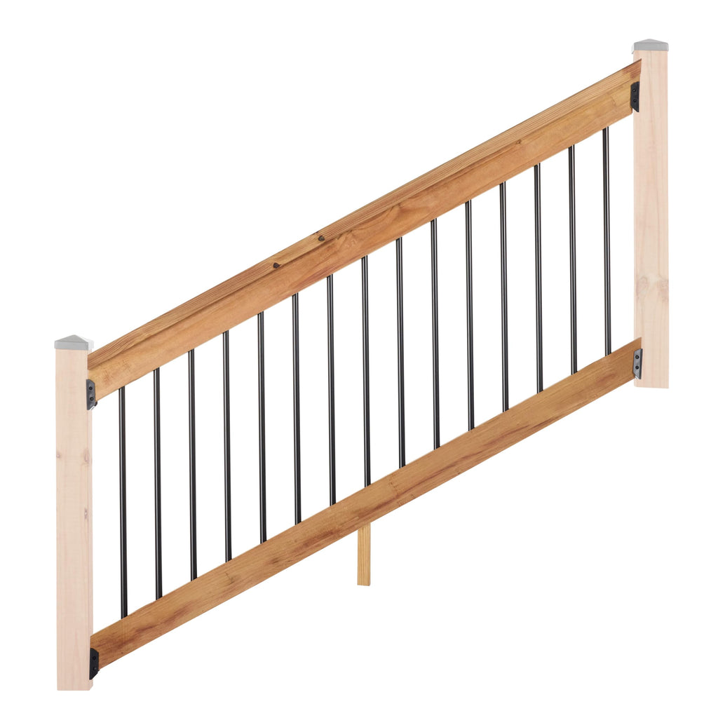 6 ft. Southern Yellow Pine Stair Rail Kit with Black Balusters M62144