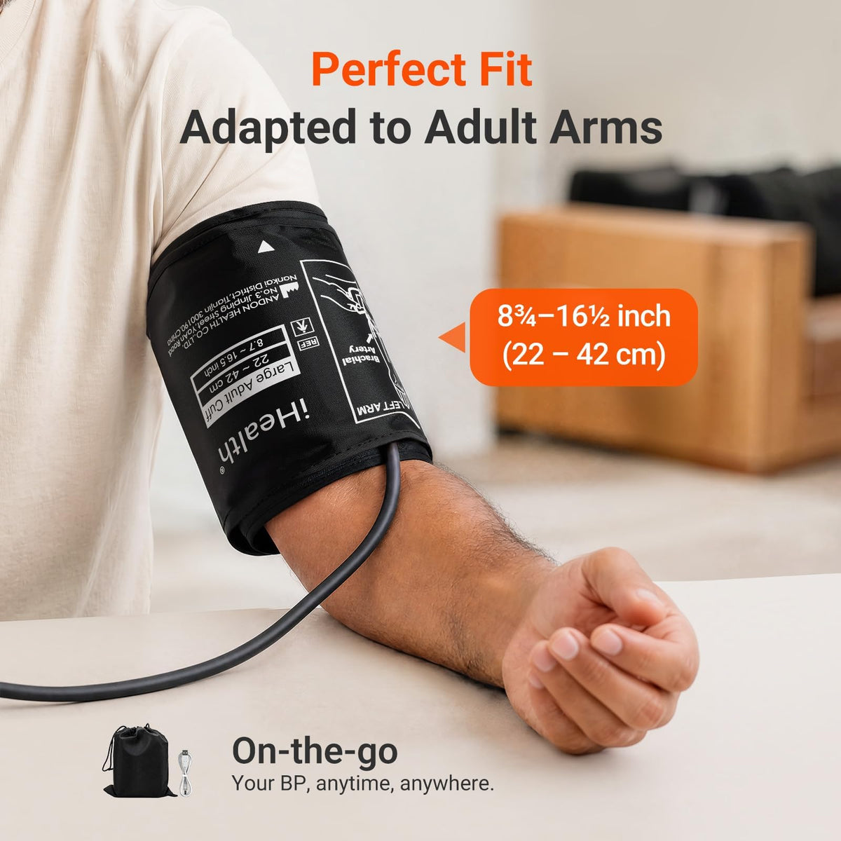 Bluetooth Upper Arm Blood Pressure Monitor with Large Cuff J496198