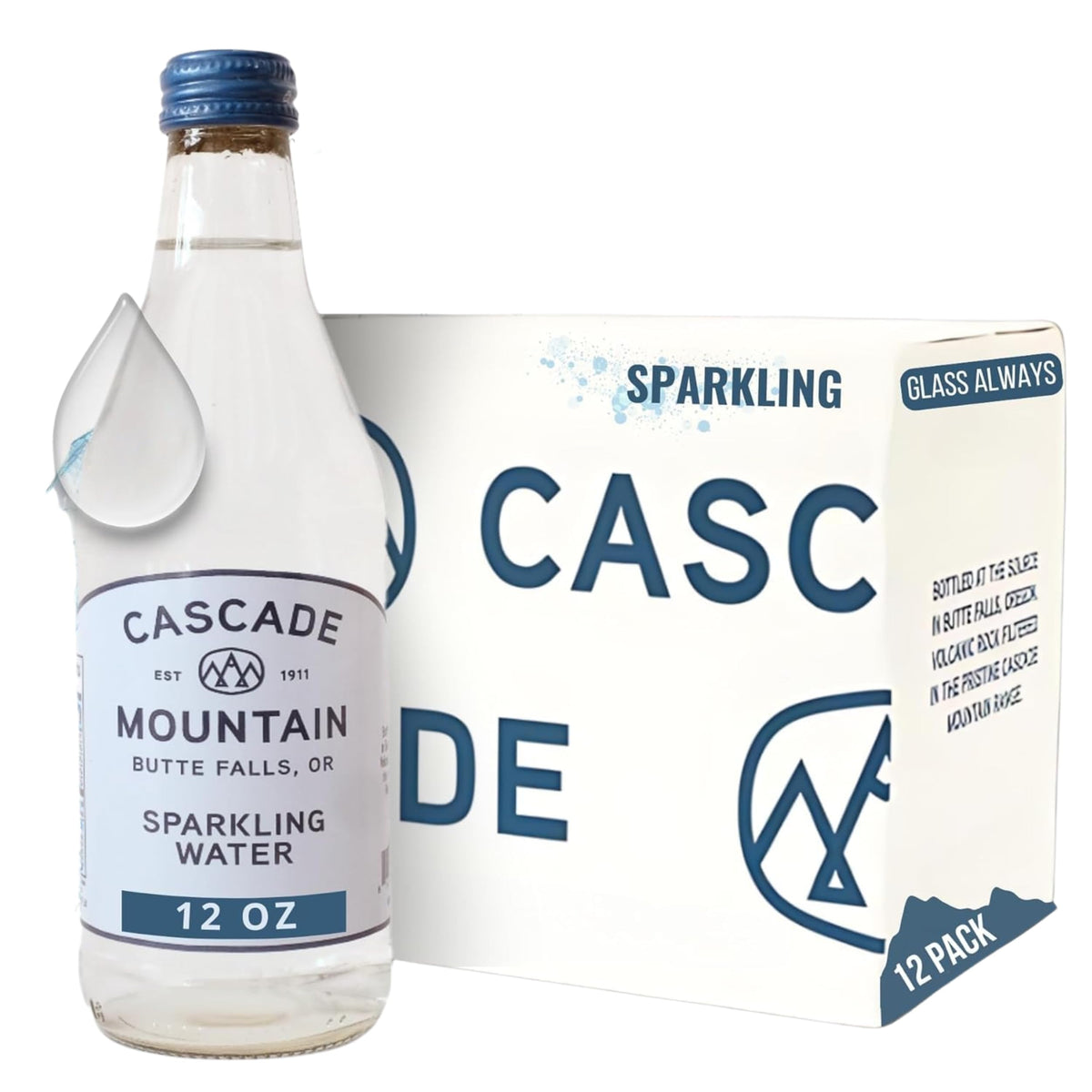 Sparkling Mineral Water in Glass Bottle 12oz 12 Pack I79712