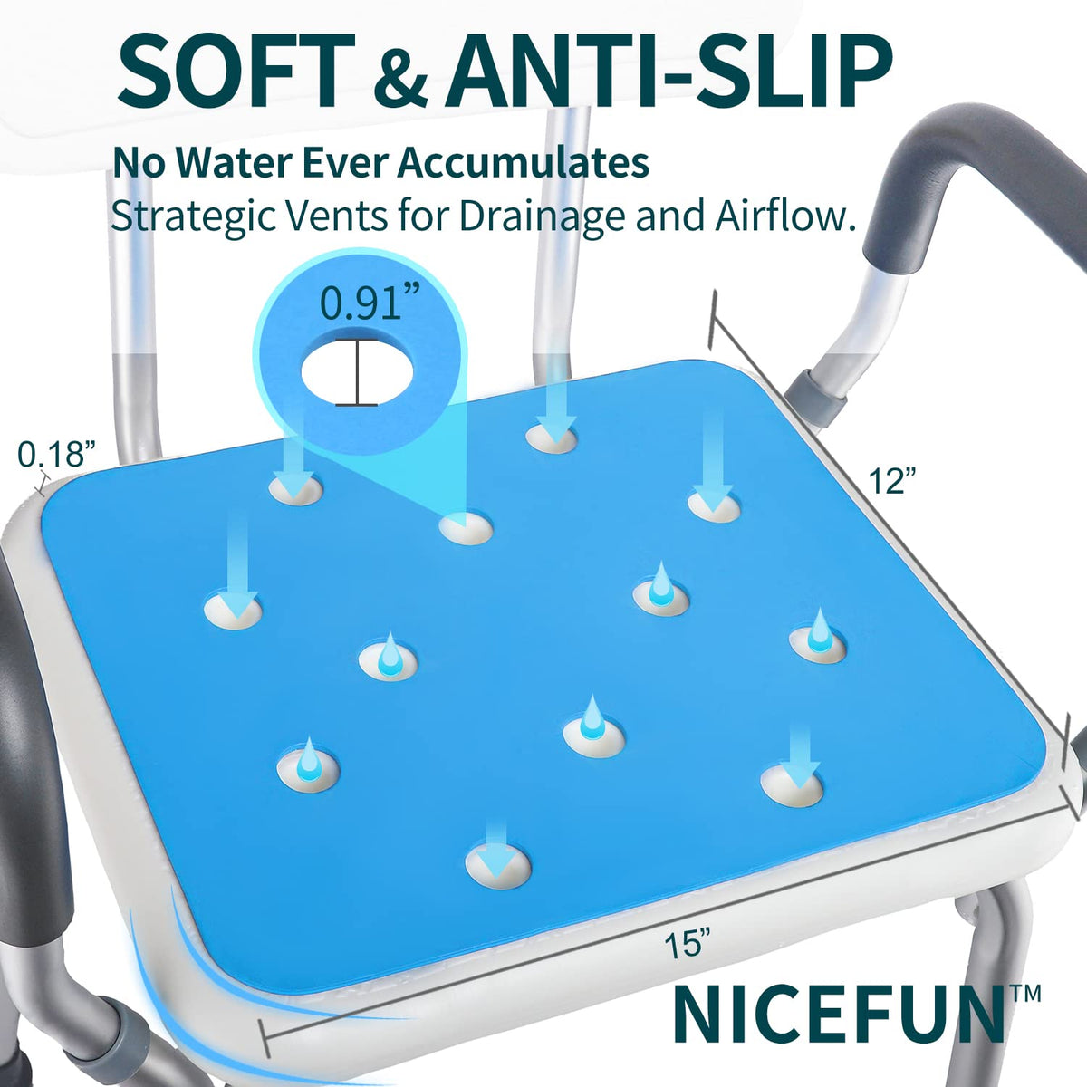 Padded Waterproof Shower Chair Pad Cover 15 x 12 inches A94690