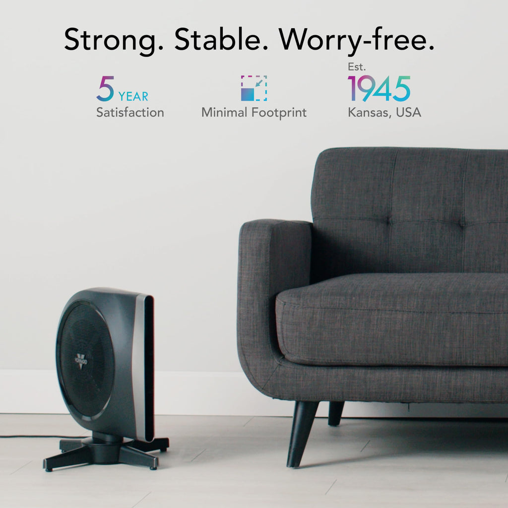 Compact Oscillating High Velocity Floor Fan with Remote Control, 5 Speeds, Black X420629
