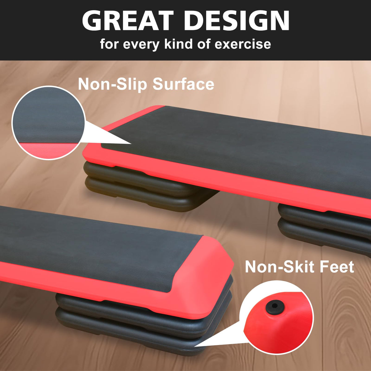43'' Adjustable Aerobic Exercise Step Platform with 4 Stackable Risers K202420