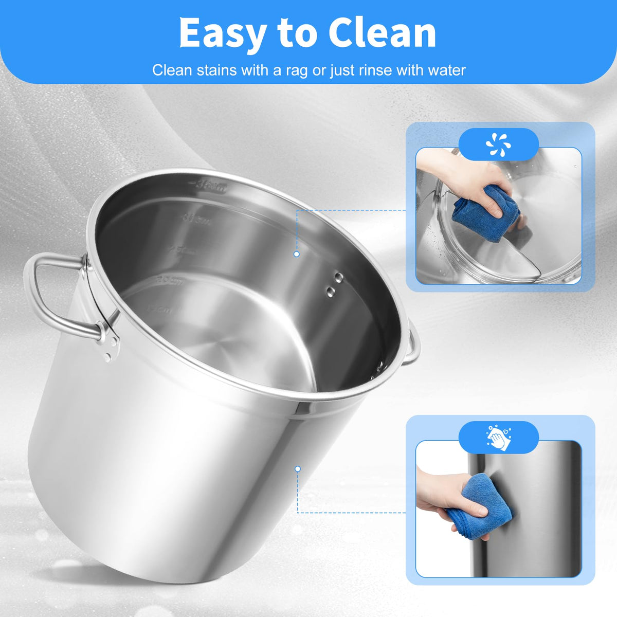 30 QT Stainless Steel Stock Pot with Lid U398