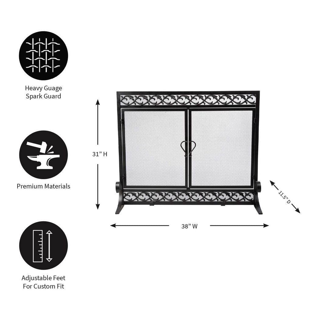 Black Metal Fireplace Screen R306