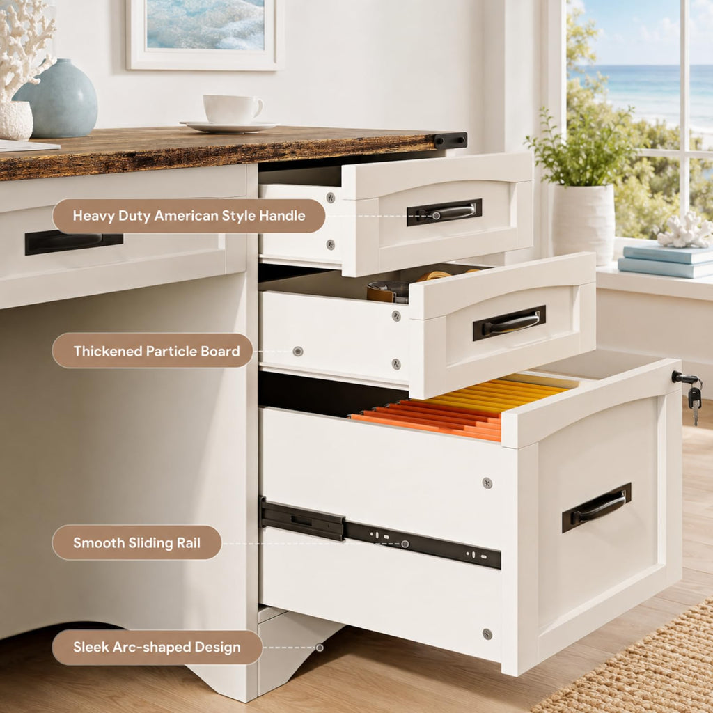 47 Inch Computer Desk with Hutch and 4 Drawers Y9284