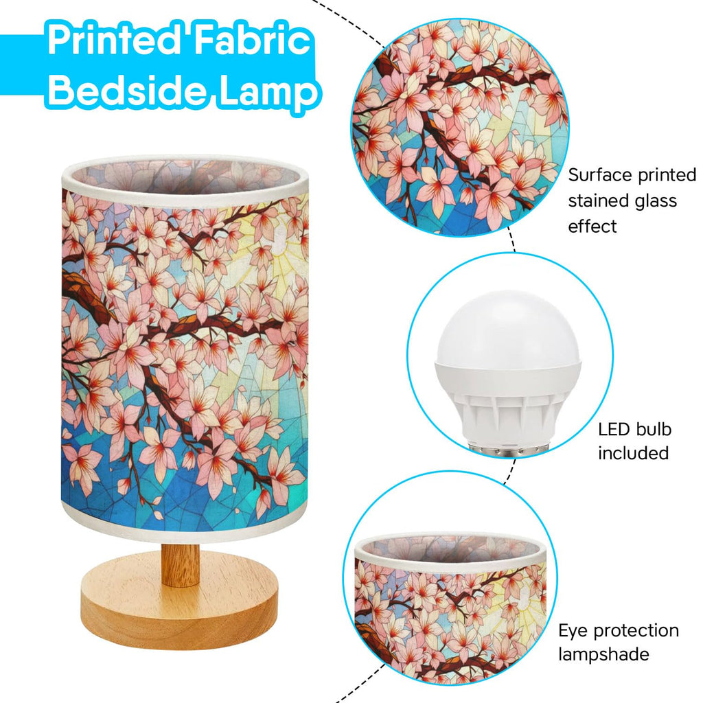 Cherry Blossom Table Lamp LED 3-Color Wood Base X35824