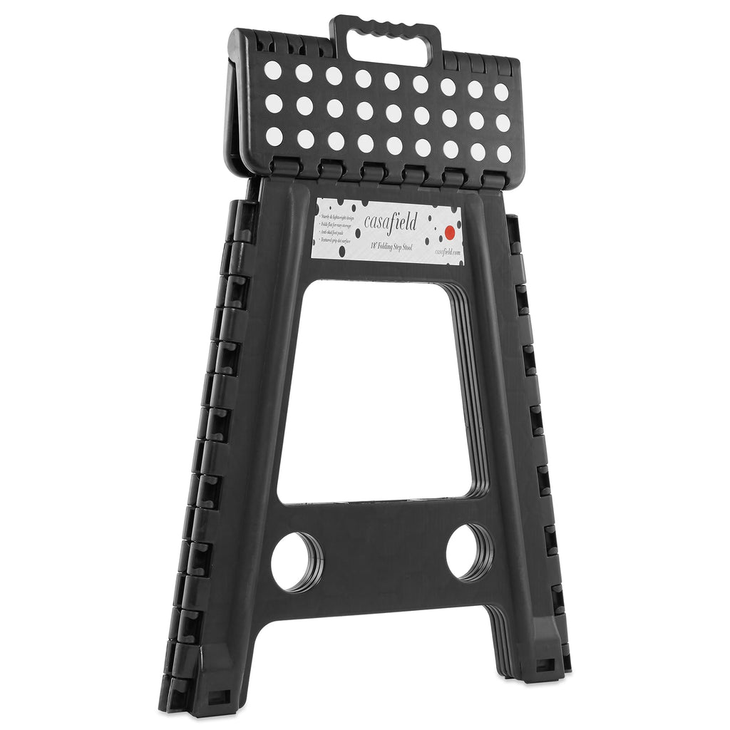Black Set of 2 Folding Plastic Step Stool with Handle Q9164
