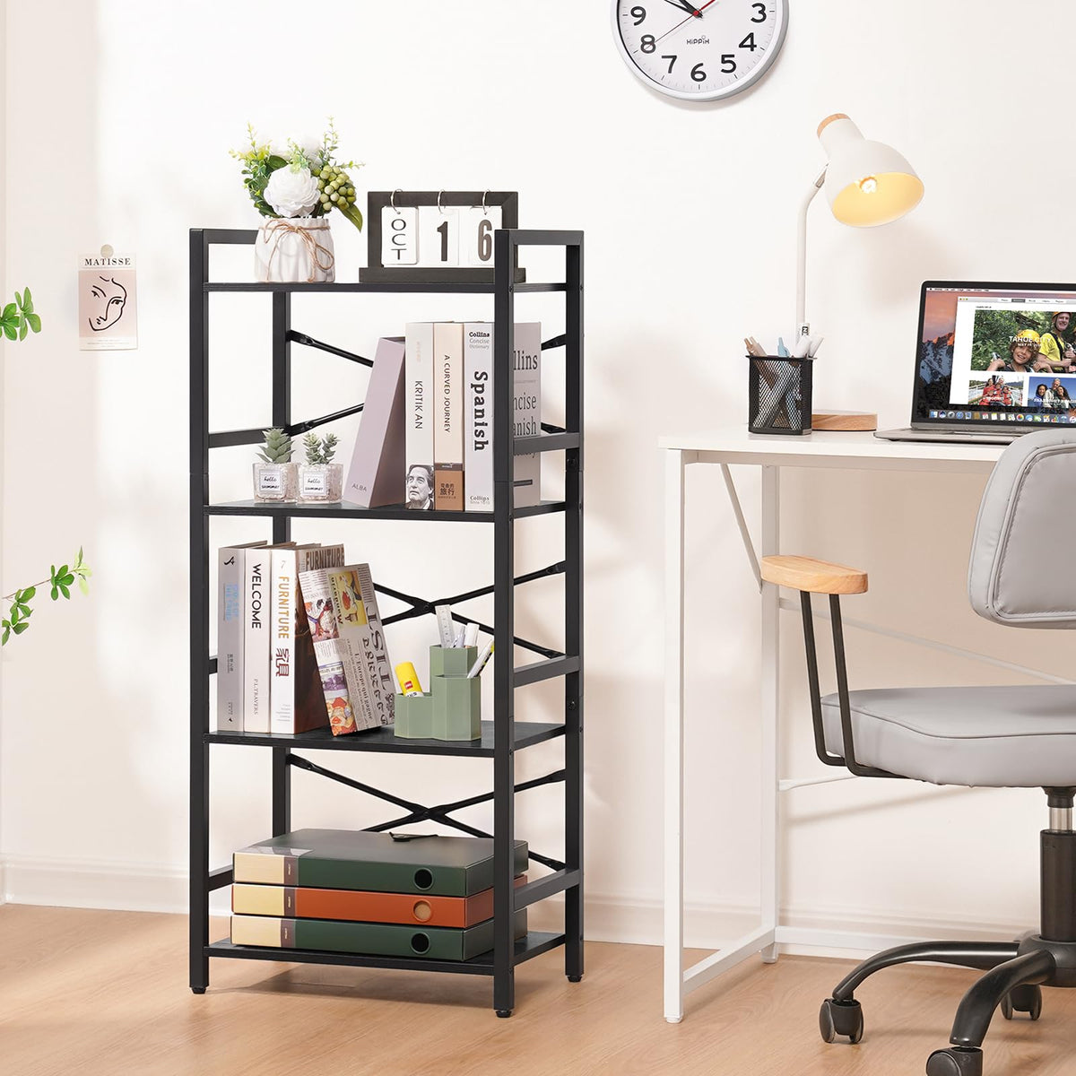4 Tier Metal Wood Bookshelf G987847