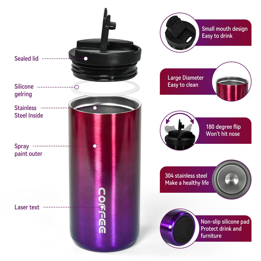 Insulated Coffee Mug 17oz 2 Pack Leak Proof Screw Lid V8190