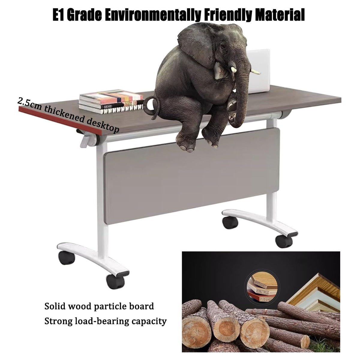 Gray Wood Folding Table with Steel Frame X79640