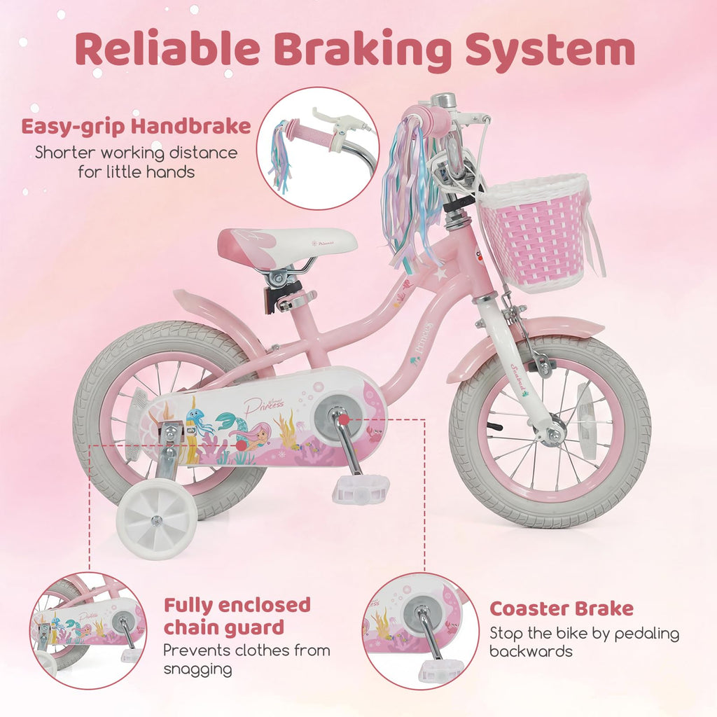 Kids Bike with Basket and Training Wheels B390