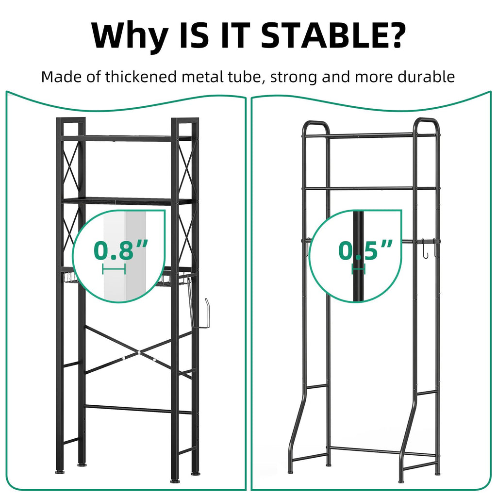 3-Tier Over The Toilet Storage Rack with Drain Basket P9310