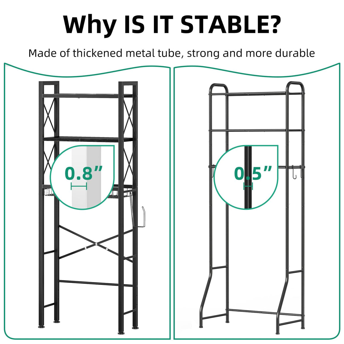 3-Tier Over The Toilet Storage Rack with Drain Basket P9310