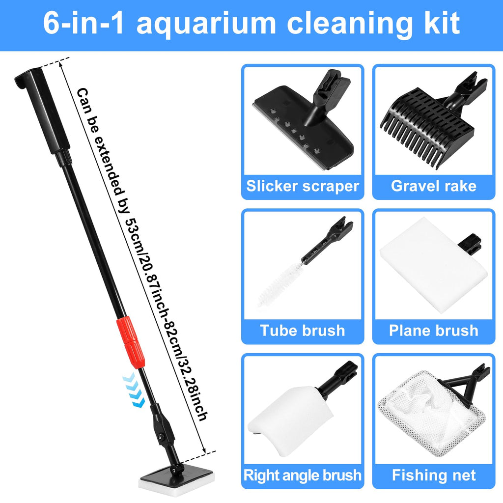 6 in 1 Aquarium Cleaning Kit with Adjustable Handle R726939