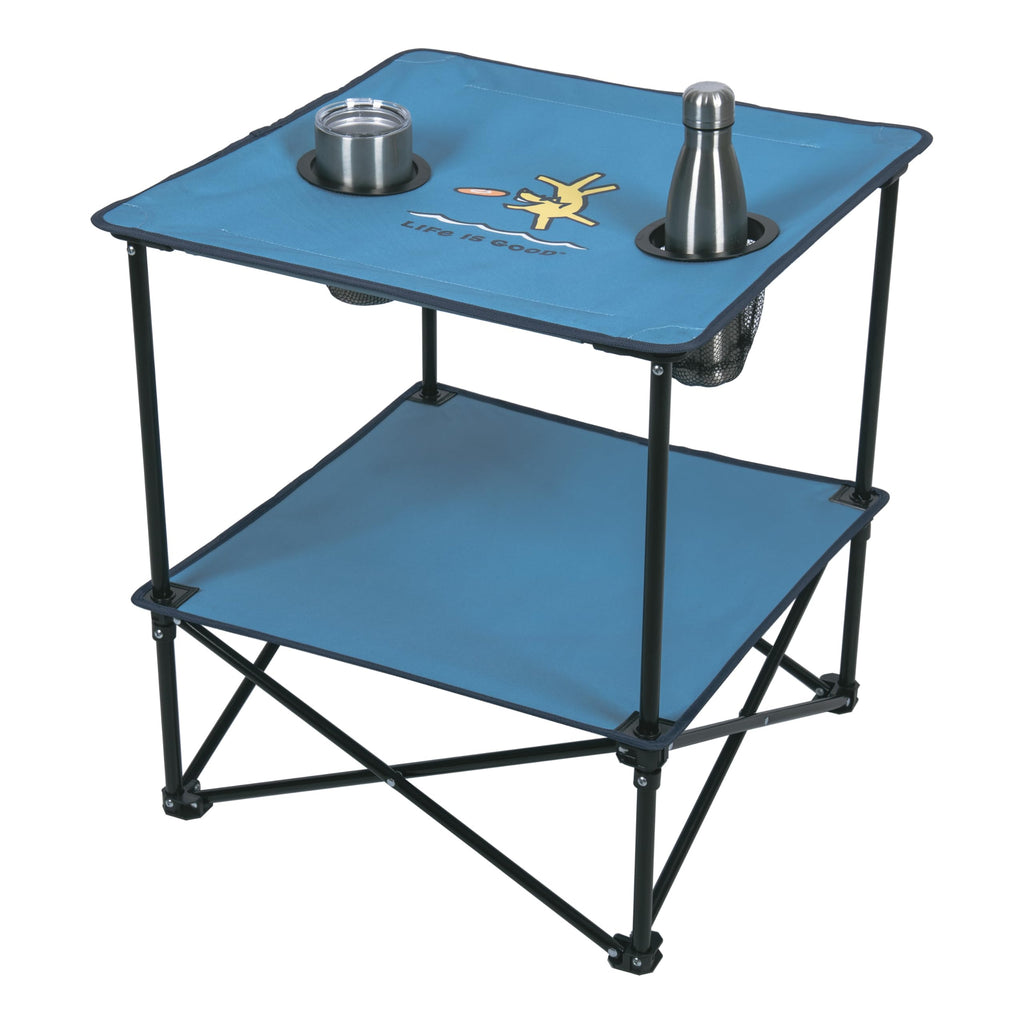 22” Square Compact Outdoor Folding Table with Cup Holders and Carry Bag M10591