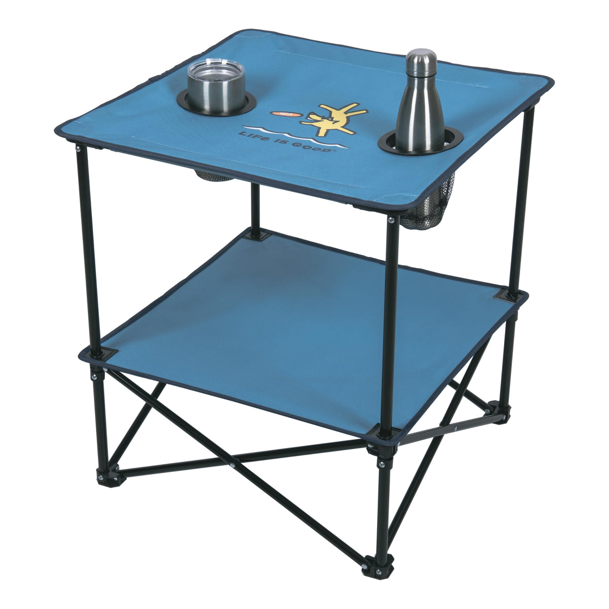22” Square Compact Outdoor Folding Table with Cup Holders and Carry Bag M10591