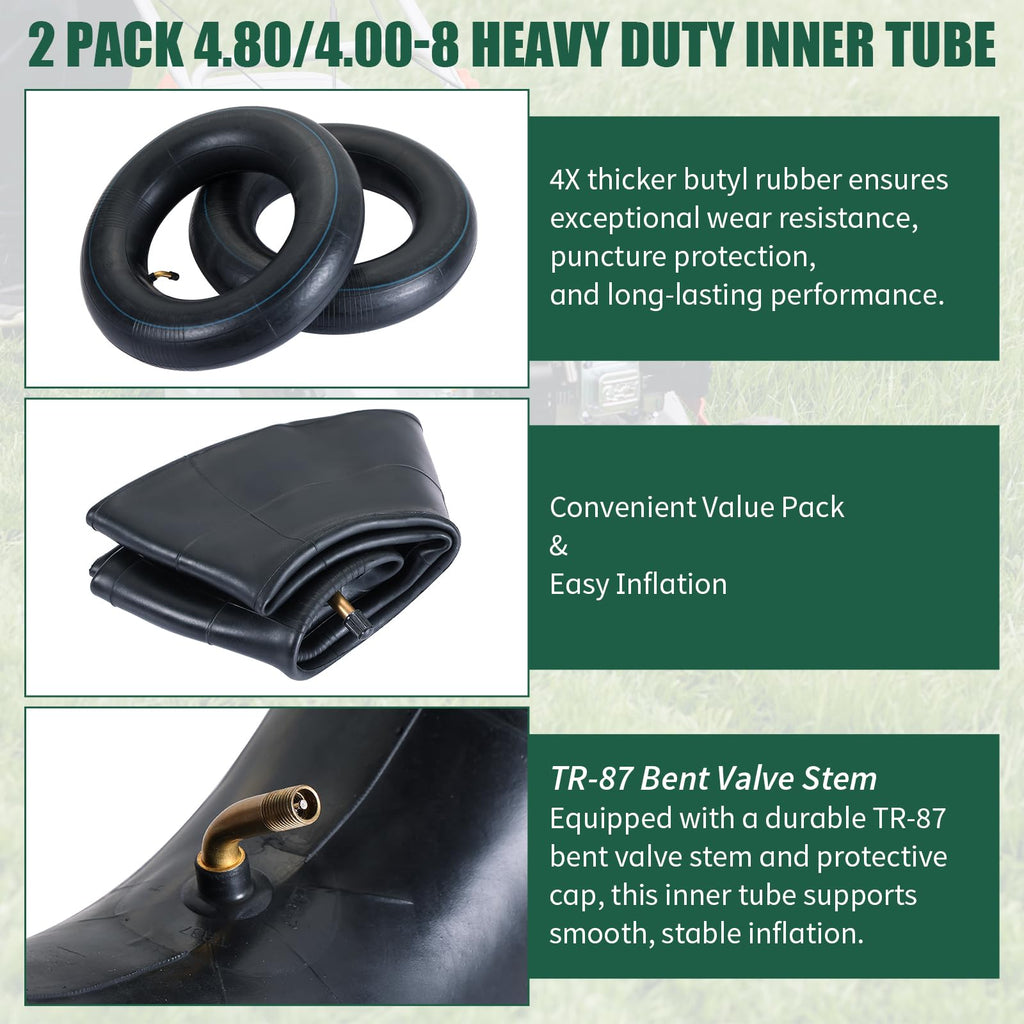 2Pcs 4.80/4.00-8 Inner Tubes with TR-87 Valve Stem V63721