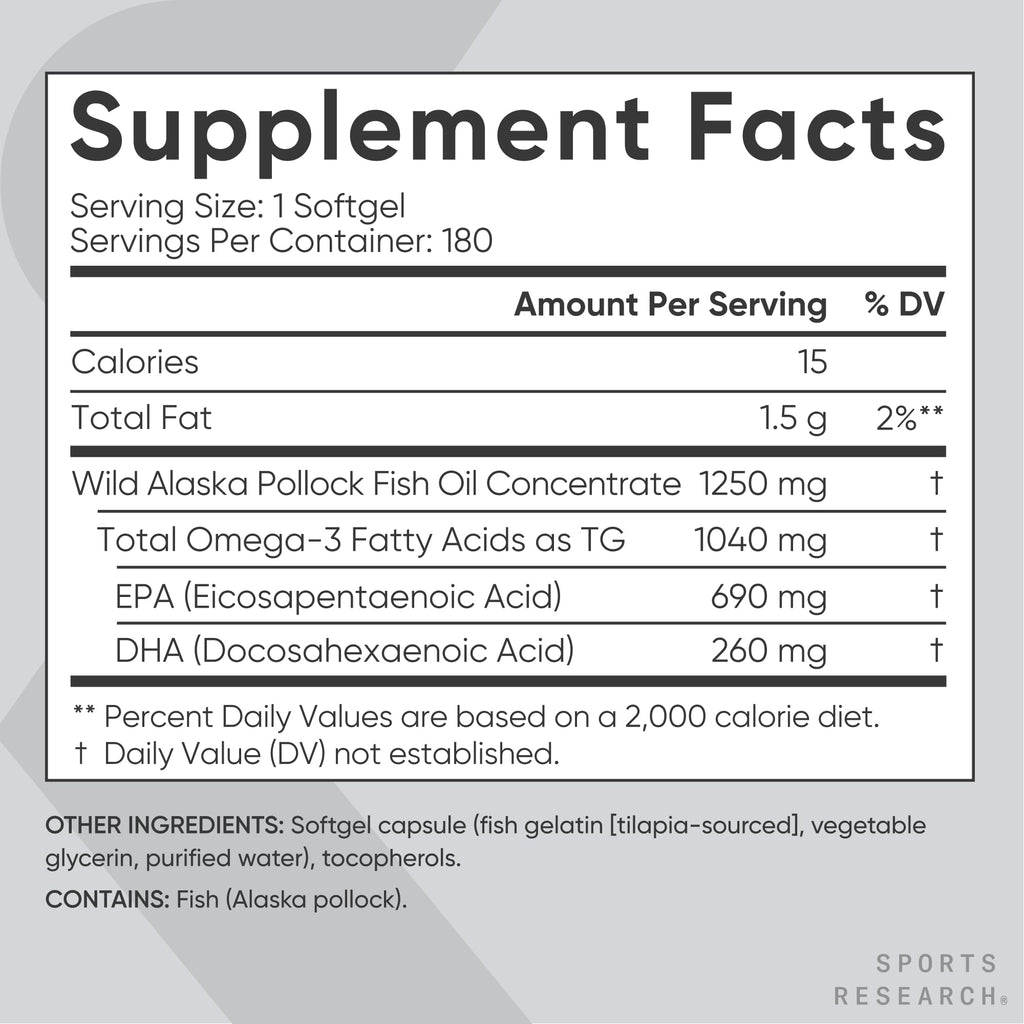 Omega-3 Fish Oil 1250mg 180 Count O84095