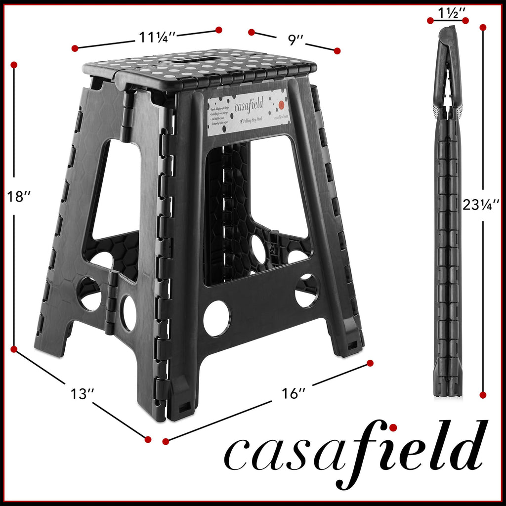 Black Set of 2 Folding Plastic Step Stool with Handle Q9164