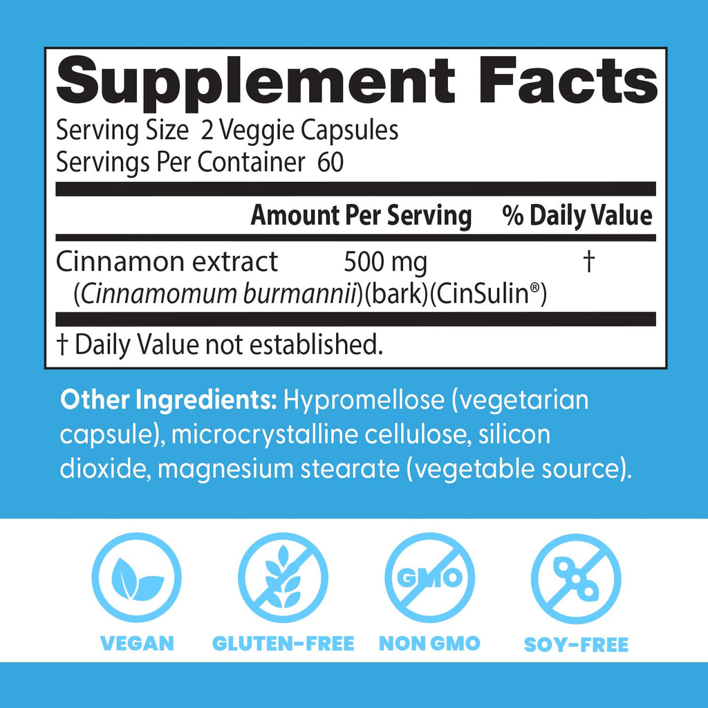 Cinnamon Bark Extract Capsules, 120 Veg Caps K372955