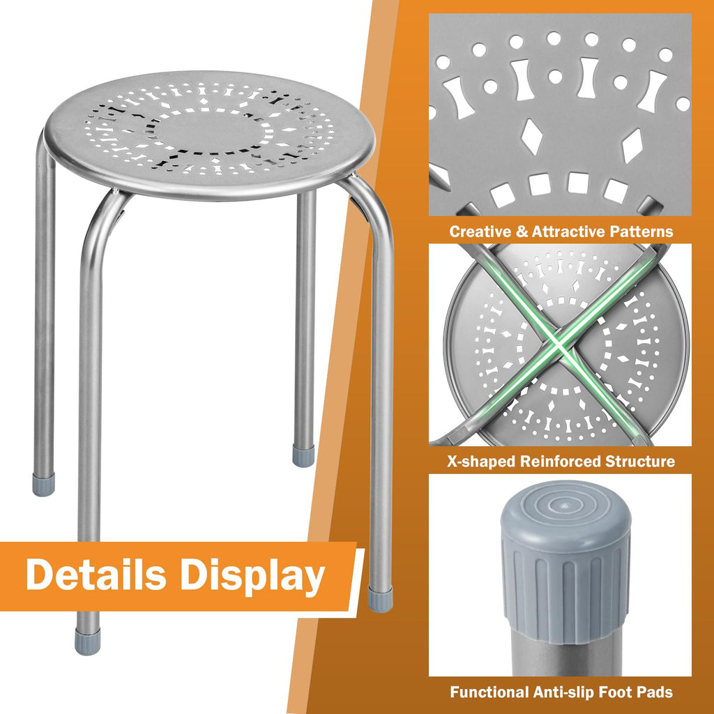 Grey 6 Pack Stackable Metal Stools O2869